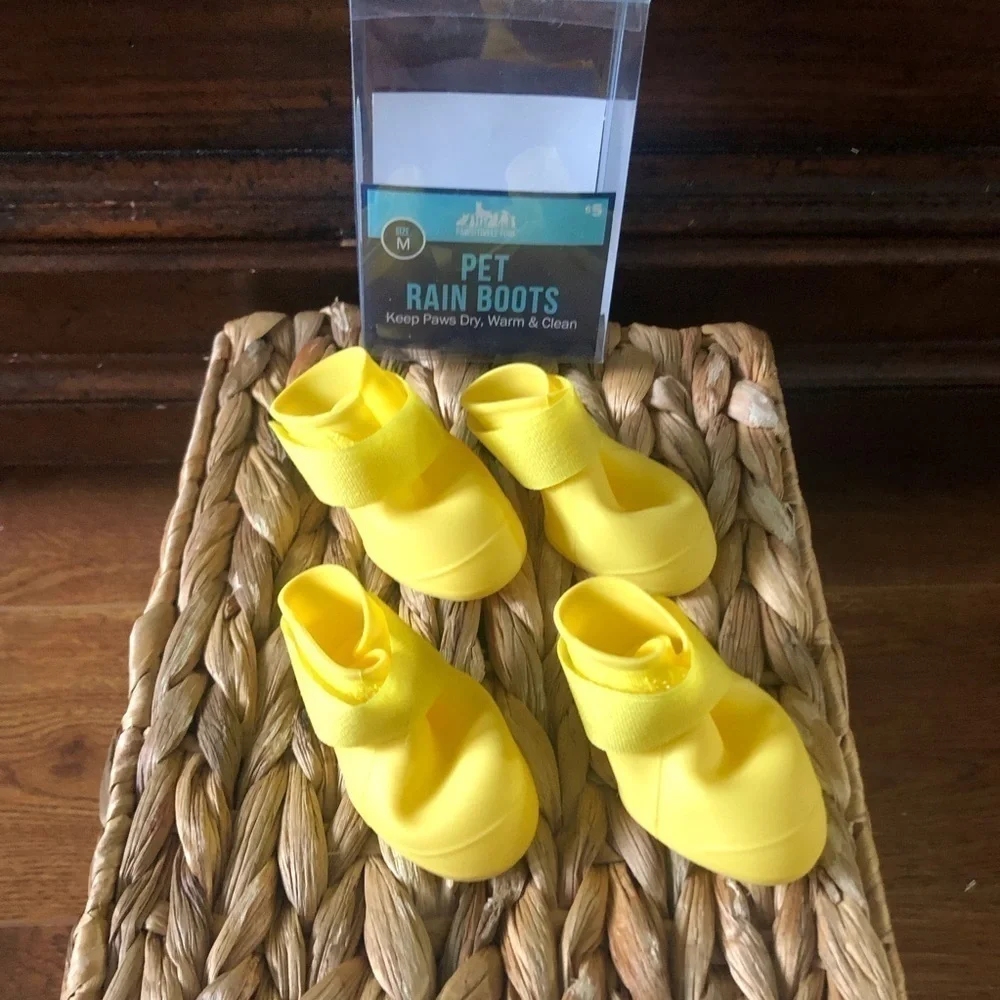 Yellow pet rain boots in size M